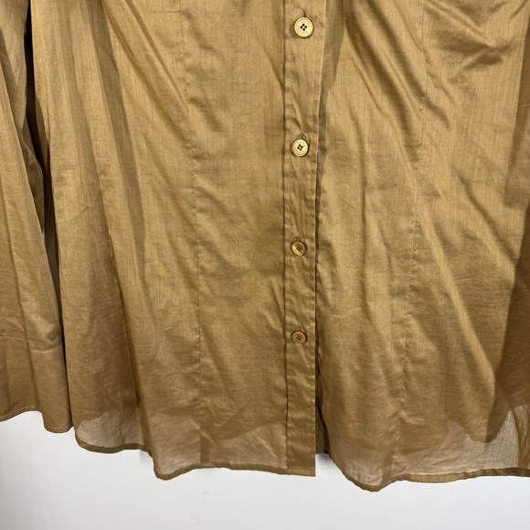 Luisa Cerano Tan Button Down Shirt Size 14 Utility Cotton Blouse Workwear - Picture 4 of 16